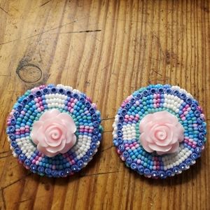 Flower Hand beaded earrings